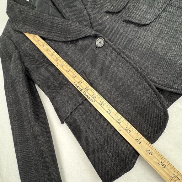 Ann Taylor Loft Womens Plaid Blazer Sz 6 Gray Office Career Preppy Old Money - Picture 13 of 15